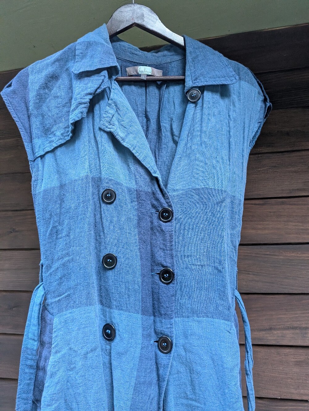 Eva Franco Blue Linen Sleeveless Dress